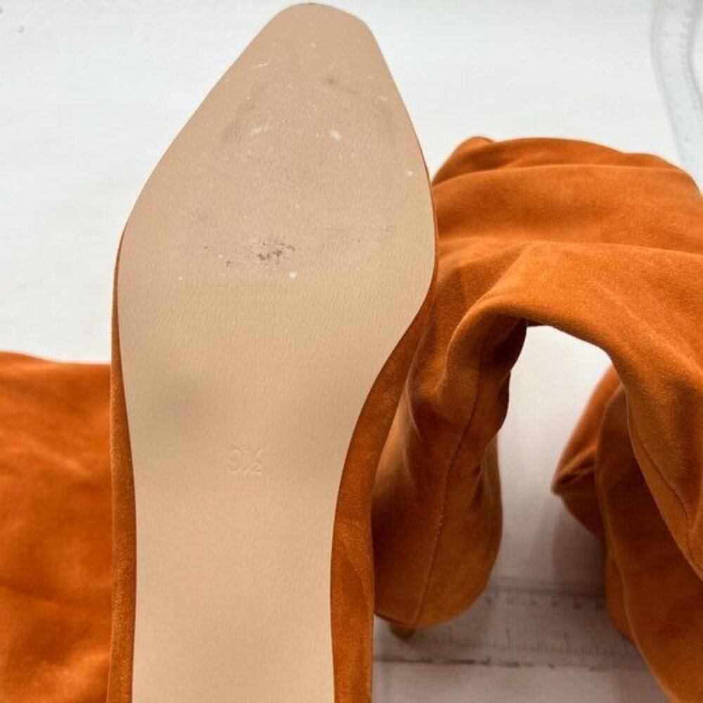 Women Comfortable Low Heel Pull on Stylish Knee High Boots Square Toe Brown - Picture 5 of 7